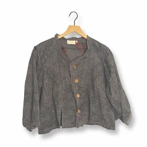 Paper Lace Gray Lace Trim Floral Utility Jacket | Boho Cottagecore | XL